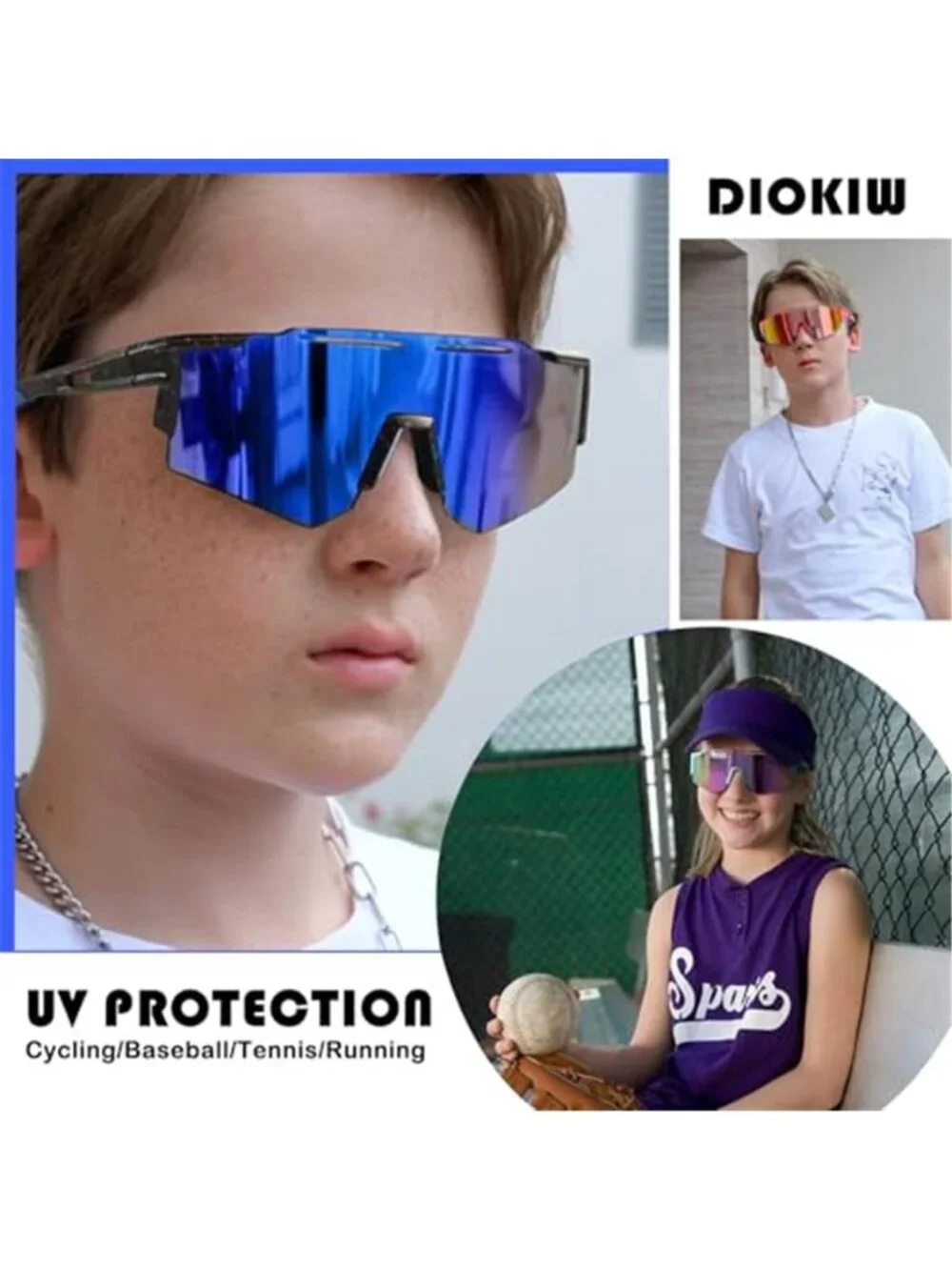 Kids Polarized Sunglasses UV400 Sports Baseball Cycling Youth Sunglasses 5 Pack